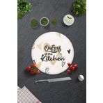 Cam Kesme Tahtası - Cam Kesme Tablası | Queen Of The Kitchen - Krem | Çap32cm