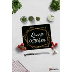 Cam Kesme Tahtası - Cam Kesme Tablası | Queen Of The Kitchen - Siyah | 29cm x 34cm