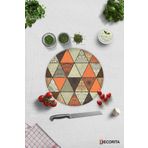 Cam Kesme Tahtası - Cam Kesme Tablası | Toprak Tonları Mandala Desen | Çap32cm