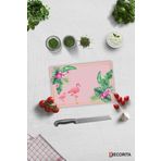 Cam Kesme Tahtası - Cam Kesme Tablası | Tropik Yapraklar & Flamingo | 20cm x 30cm