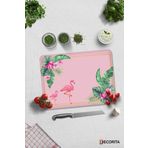 Cam Kesme Tahtası - Cam Kesme Tablası | Tropik Yapraklar & Flamingo | 30cm x 40cm