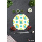 Cam Kesme Tahtası - Cam Kesme Tablası | Yelken Desenli | Çap32cm
