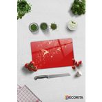 Cam Kesme Tahtası - Cam Kesme Tablası | Yeni Yıl Kırmızı | 20cm x 30cm