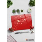Cam Kesme Tahtası - Cam Kesme Tablası | Yeni Yıl Kırmızı | 30cm x 40cm