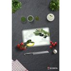 Cam Kesme Tahtası - Cam Kesme Tablası | Zeytin ve Limon Desen | 20cm x 30cm