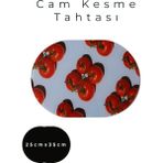 Cam Kesme Tahtası* Mutfak Tahtası Oval 25X35CM Domates Görünümlü - 25 x 35cm