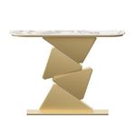 Cam Konsol Koridor Masaları İnce Arka Koltuk Masa Rafı Giriş Mermer, Modern Taş Üst C Masa Metal Tabanlı Kakma Taşlar Altın 119 cm Giriş Yolu Oturma Odası ve Koridor için