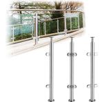 Cam Korkuluk Direkleri Yüksek 110cm/90cm 10mm/12mm Cam için, İç Mekan Dış Paslanmaz Çelik Cam Korkuluk Direği, Cam Kelepçeler ve Kauçuklar Kitli, A, Köşe direği 110cm/43inch