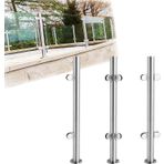 Cam Korkuluk Direkleri Yüksek 110cm/90cm 10mm/12mm Cam için, İç Mekan Dış Paslanmaz Çelik Cam Korkuluk Direği, Cam Kelepçeleri ve Kauçuklar Kitli, B, Köşe direği 110cm/43inch