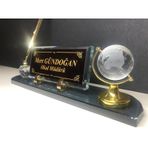 Cam Masa İsimliği Masaüstü Kişiye Özel Füme Gold Yazı Seti
