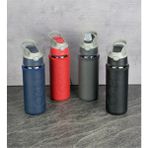 Cam Matara Deri Kılıflı - Pipetli 500 ml-Gri