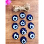 Cam Nazar Boncuk 10 Adet (MİNİ) 3 & 3,2cm Cam Nazar Boncuk Duvar Süsü Bahçe Ağaç Süsü Nazarlık - Lacivert - 3cm
