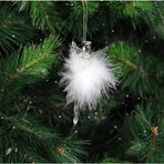 Cam Peri Figürlü Noel Ağacı Süsü, Şeffaf ve Beyaz Tüylü, 4x12 cm, Dekoratif Yılbaşı Süsleme Aksesuarı
