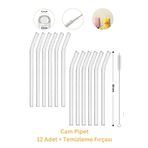 Cam Pipet 12 Adet Ve Pipet Temizleme Fırçası, Cam Bardak Pipeti, Kalın Cam Pipet