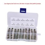 Cam Sigorta Seti 5X20 Mm 100 Adet 10 Çeşit 250V Şeffaf Çantada
