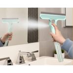 Cam Silme Aparatı, Pencere ve Ayna Temizleme Süngerli Çek Çekli, Mint Yeşili Renk, Banyo ve Ev Kullanımı için Silikon Başlıklı Temizlik Aleti