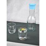Cam Sürahi Seti Detoks Kapaklı 1 Litre Sürahi ve 2 Adet Paşabahçe Cam Bardak-Mavi - 1 lt