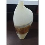 Cam Vazo, Beyaz ve Kahverengi Renk Geçişli, Şişe Formlu, 41 cm Yükseklik, 19 cm Genişlik