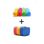 Cam ve Kurulama Bezi - 4 Adet Mikrofiber Temizlik Bezi + 3 Adet Oto Araba Yıkama Süngeri