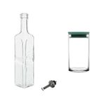 Cam Yağlık Sirkelik + Breakfast Saklama Kavanozu - 750 cc - 2'li - Yeşil Kapak - standart