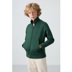 Çam Yeşil Pamuklu Kalın İçi Tüylü Yumuşak Dokulu Standart Fit Nakışlı Erkek Çocuk Sweatshirt - 11245