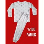 Çamaşır Bahçesi Uzun Kollu Desenli Çocuk Pijama Takım #baskılıçocukpijamatakım #çamaşırbahçesi #uzunkollupijamatakım - Kırmızı - Beyaz - 9 - 10 Yaş