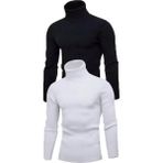 Çamaşır Kenti 2 Adet Unisex Kaşkorse Boğazlı Full Likralı Fitilli Body Kazak - Siyah - Standart