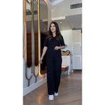 Çamaşır Kenti Kadın Kısa Kollu Yakalı Viskon Iki Iplik Bluz Ve Pantolon Ikili Takım