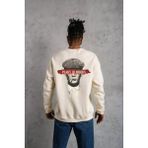 Çamaşır Kenti Unisex Bisiklet Yaka Baskılı Oversize Sweatshirt - Beyaz - 2XL