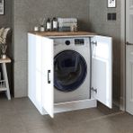Çamaşır-Kurutma Makinesi Alt Dolabı Kapaklı Banyo Alt Dolap - Atlantik Çam - Beyaz