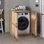 Çamaşır-Kurutma Makinesi Alt Dolabı Kapaklı Banyo Alt Dolap - Atlantik Çam