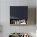 Çamaşır-Kurutma Makinesi Dolabı Kapaklı Üst Dolabı Banyo Dolabı 65 cm - Antrasit - Atlantik Çam