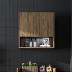 Çamaşır-Kurutma Makinesi Dolabı Kapaklı Üst Dolabı Banyo Dolabı 65 cm - Atlantik Çam