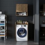 Çamaşır-Kurutma Makinesi Dolabı+ Üst Dolabı, Banyo Dolabı 65 cm - Atlantik Çam