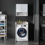 Çamaşır-Kurutma Makinesi Dolabı+ Üst Dolabı, Banyo Dolabı 65 cm - Beyaz