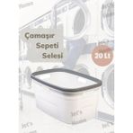 Çamaşır Selesi Dayanıklı Çamaşır Sepeti Gri Beyaz 20 Litre - 20 lt