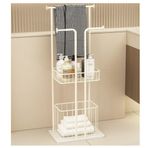 Çamaşır Sepeti Sepeti ve Mermer Tabanlı Beyaz Ayaklı Havlu Askısı Banyo Depolama ve Nization için Metal Havlu Standı Rafı