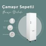 Çamaşır Sepetli Banyo Dolabı - Beyaz