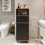 Çamaşır Sepetli Banyo Dolabı, Çok Amaçlı Dolap 45 Cm Antrasit - Atlantik Çam