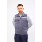 Çamdalı İş Elbiseleri 16/12 Gri Gabardin Çok Cepli Reflektörlü İşçi Yeleği XXL - 2XL
