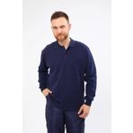 Çamdalı İş Elbiseleri Polo Yaka Lacivert Uzun Kollu Sweatshirt Pike Örme Iş Sweatşörtü