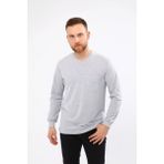 Çamdalı Iş Elbiseleri V Yaka Gri Uzun Kollu Sweatshirt Süprem Iş Tişörtü - 2XL