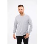 Çamdalı İş Elbiseleri V Yaka Gri Uzun Kollu Sweatshirt Süprem İş Tişörtü
