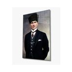 Camdan Tablo (125) Atatürk 4mm Dayanıklı Cam Tablo Temperli Cam, Ataturk Glass Wall Decor. Görsel 72 x 48