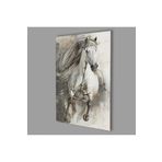 Camdan Tablo (1501) Beyaz At 4mm Dayanıklı Cam Tablo Temperli Cam, White Horse Glass Wall Decor Görsel 93 x 150