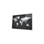 Camdan Tablo (1759) Siyah Beyaz Dünya Haritası 4mm Dayanıklı Cam Tablo Temperli Cam, World Map Çok Renkli 72 x 46