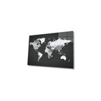 Camdan Tablo (1762) Siyah Beyaz Dünya Haritası 4mm Dayanıklı Cam Tablo Temperli Cam, World Map Çok Renkli 130 x 85