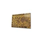 Camdan Tablo (1780) Antik Dünya Haritası 4mm Dayanıklı Cam Tablo Temperli Cam, World Map Çok Renkli 150 x 90