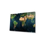 Camdan Tablo (1823) Dünya Haritası 4mm Dayanıklı Cam Tablo Temperli Cam, World Map Çok Renkli 72 x 46