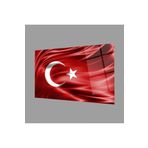 Camdan Tablo (424) Kırmızı Dalgalı Türk Bayrağı Cam Tablo Red Wavy Turkish Flag Glass Painting Görsel 110 x 70